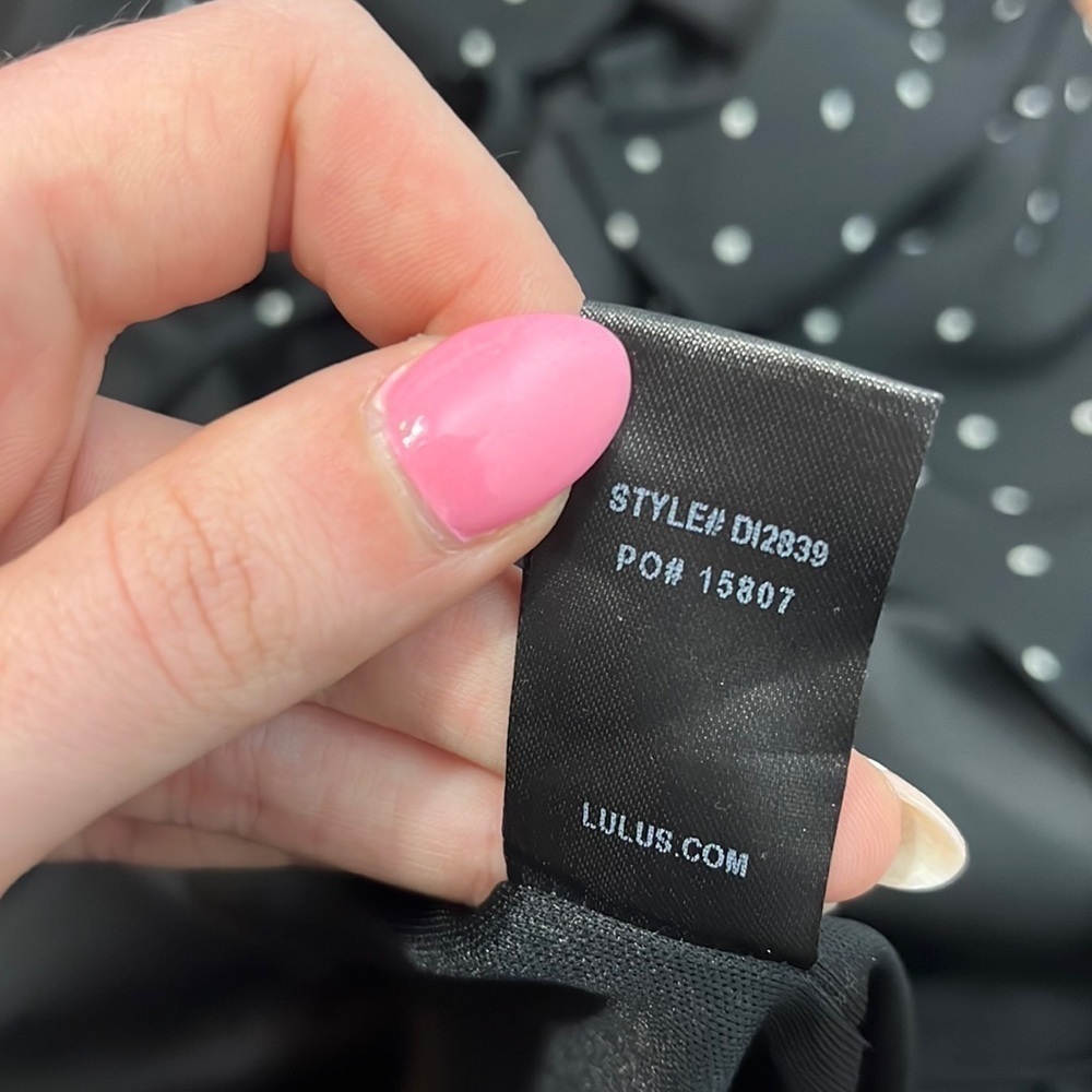 Lulus Dots Going On Black Polka Dot Wrap Mini Dress Size Small - Picture 11 of 15